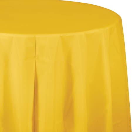 Touch Of Color School Bus Yellow Round Plastic Tablecloth, 82", 12PK 703269
